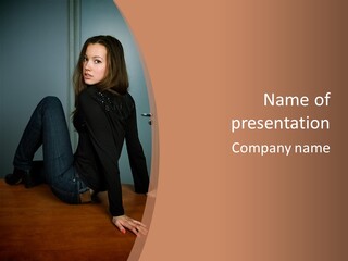 Portrait Of A Beautiful Young Woman PowerPoint Template