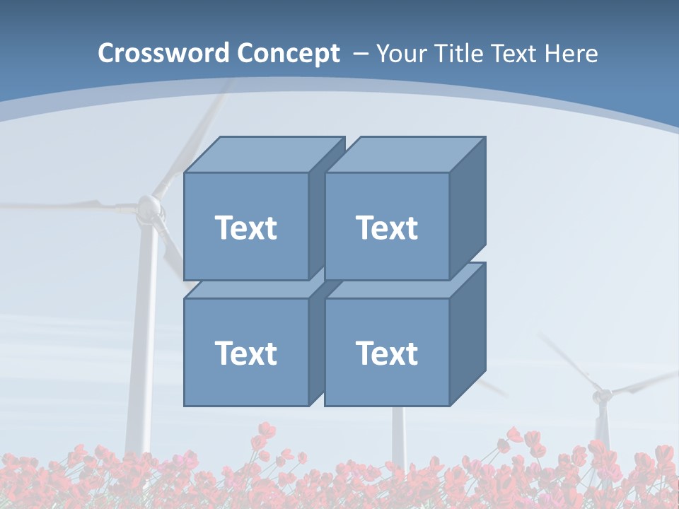 Wind Turbine On Red Poppy Field PowerPoint Template