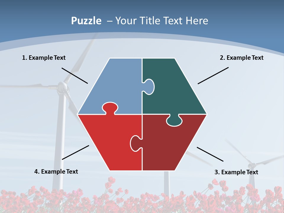 Wind Turbine On Red Poppy Field PowerPoint Template