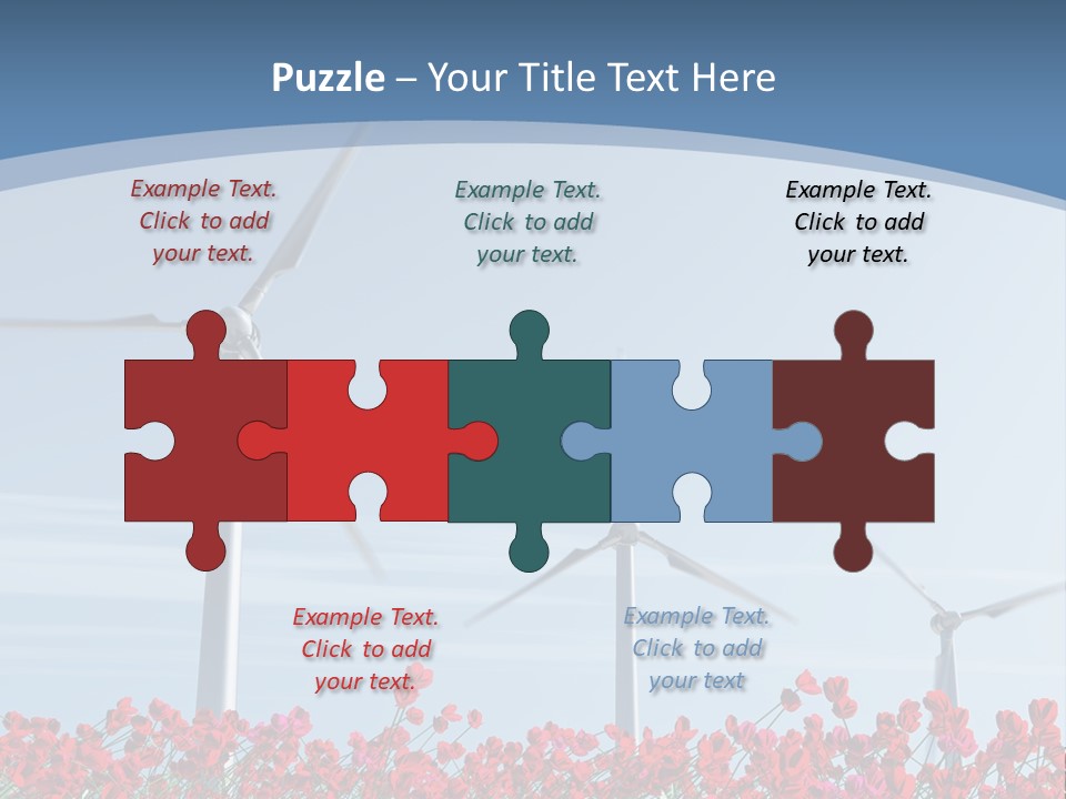 Wind Turbine On Red Poppy Field PowerPoint Template