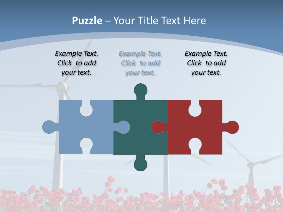 Wind Turbine On Red Poppy Field PowerPoint Template