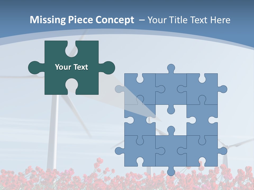 Wind Turbine On Red Poppy Field PowerPoint Template