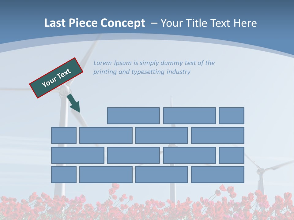 Wind Turbine On Red Poppy Field PowerPoint Template