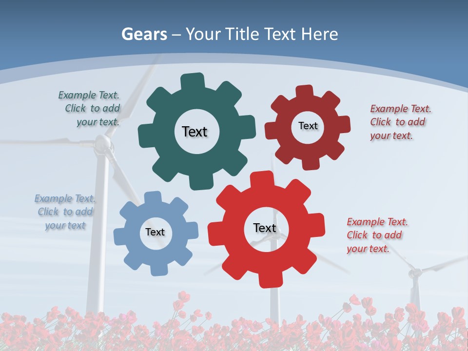 Wind Turbine On Red Poppy Field PowerPoint Template