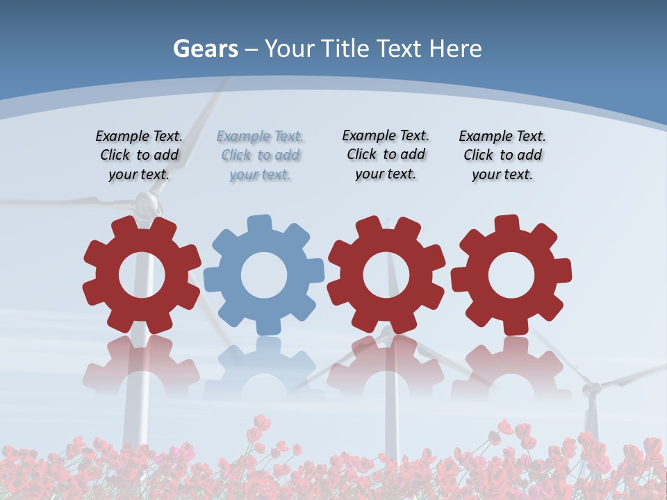 Wind Turbine On Red Poppy Field PowerPoint Template