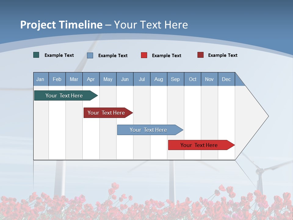 Wind Turbine On Red Poppy Field PowerPoint Template