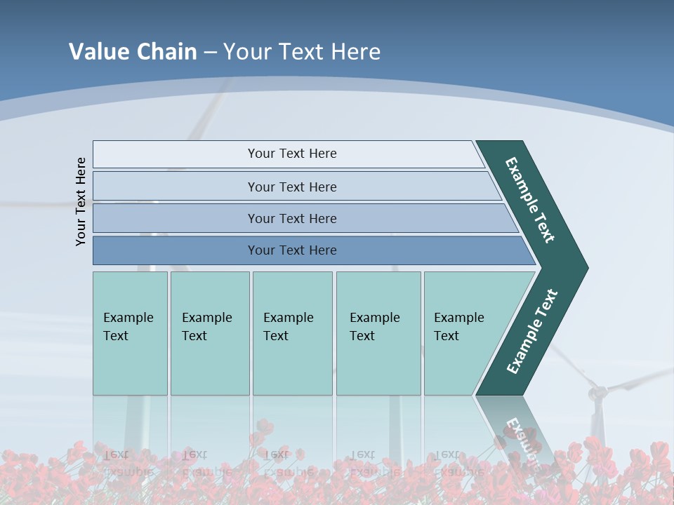 Wind Turbine On Red Poppy Field PowerPoint Template