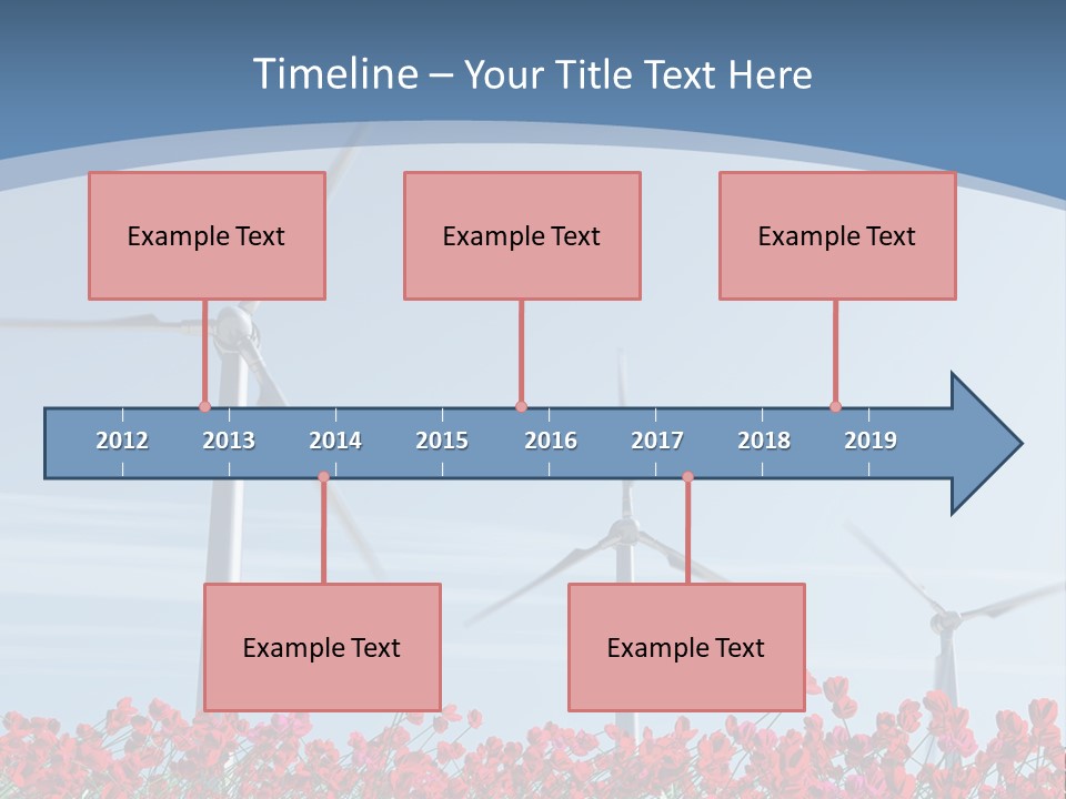 Wind Turbine On Red Poppy Field PowerPoint Template