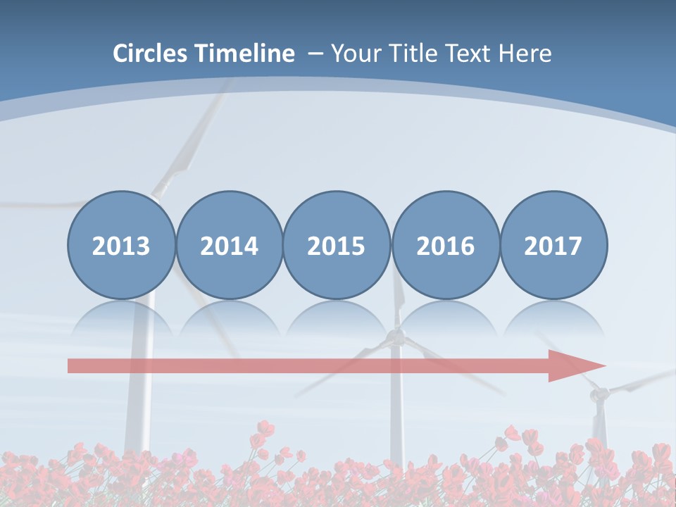 Wind Turbine On Red Poppy Field PowerPoint Template