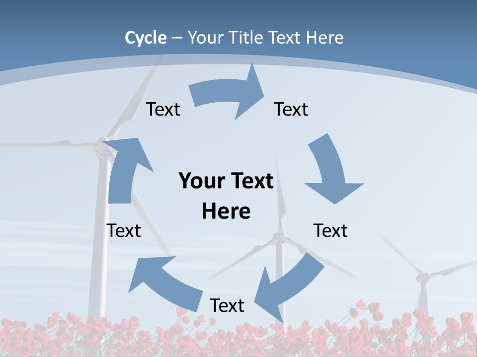 Wind Turbine On Red Poppy Field PowerPoint Template