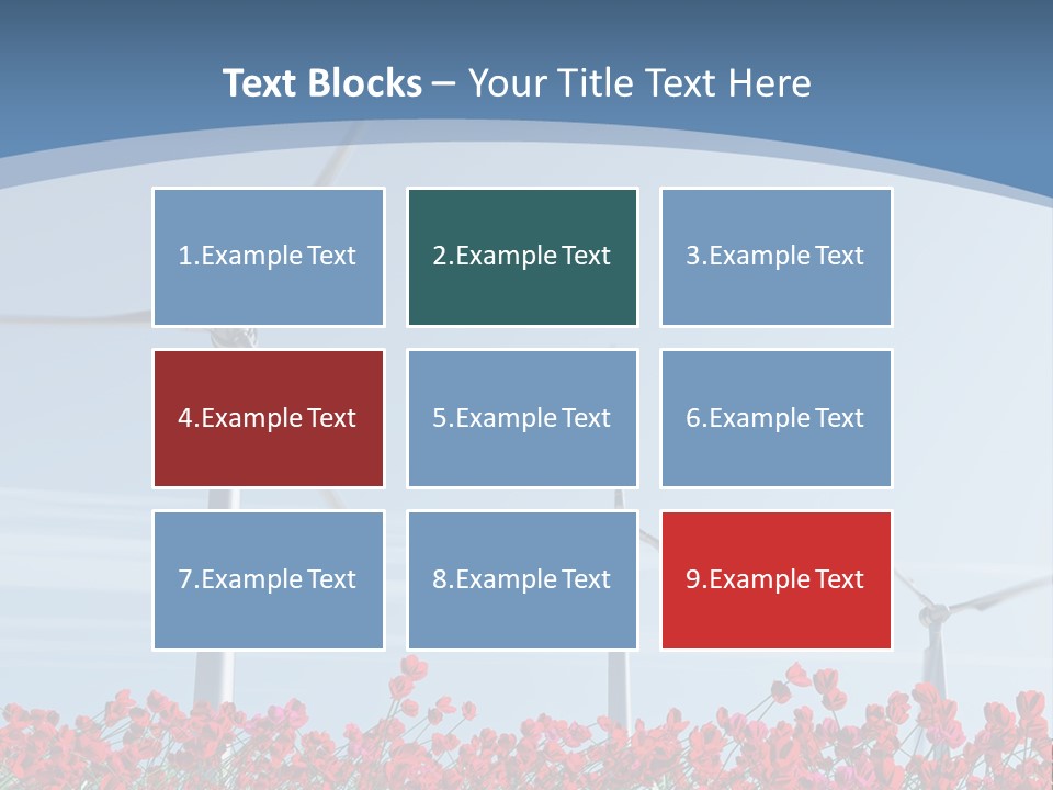 Wind Turbine On Red Poppy Field PowerPoint Template