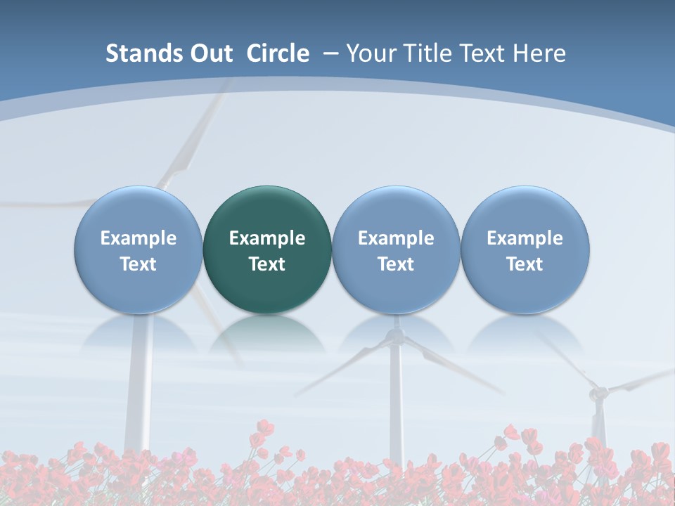 Wind Turbine On Red Poppy Field PowerPoint Template