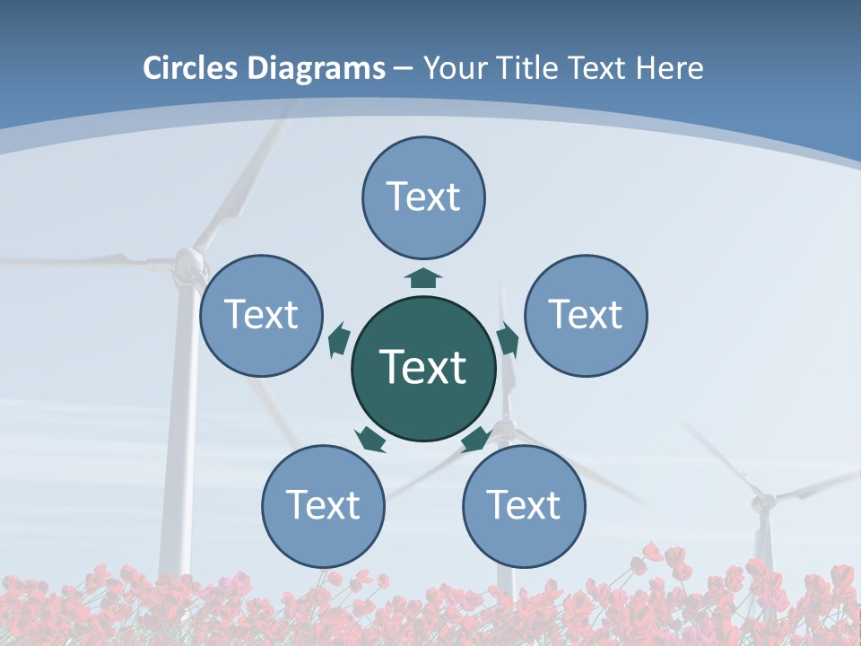 Wind Turbine On Red Poppy Field PowerPoint Template