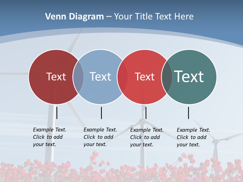 Wind Turbine On Red Poppy Field PowerPoint Template