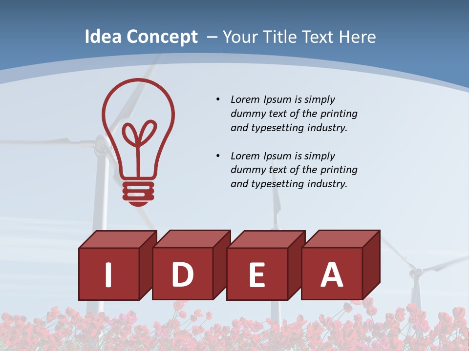 Wind Turbine On Red Poppy Field PowerPoint Template