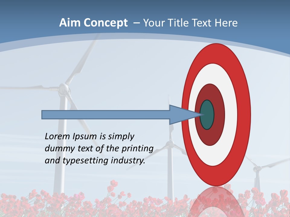 Wind Turbine On Red Poppy Field PowerPoint Template