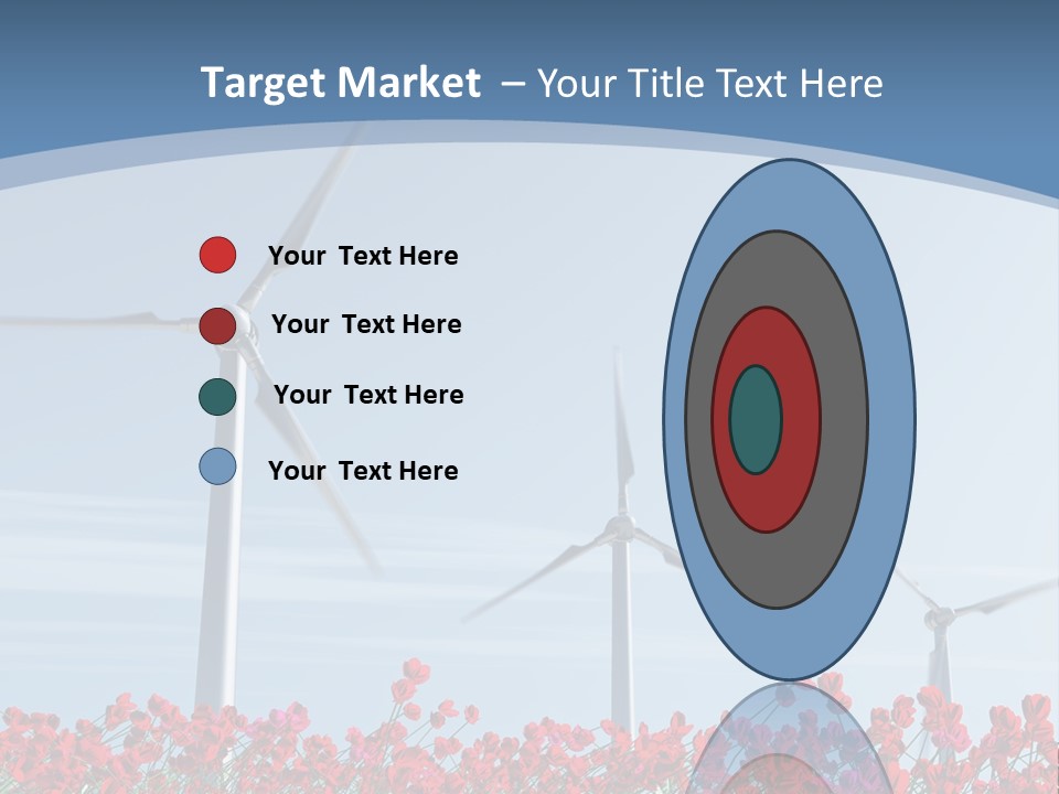Wind Turbine On Red Poppy Field PowerPoint Template