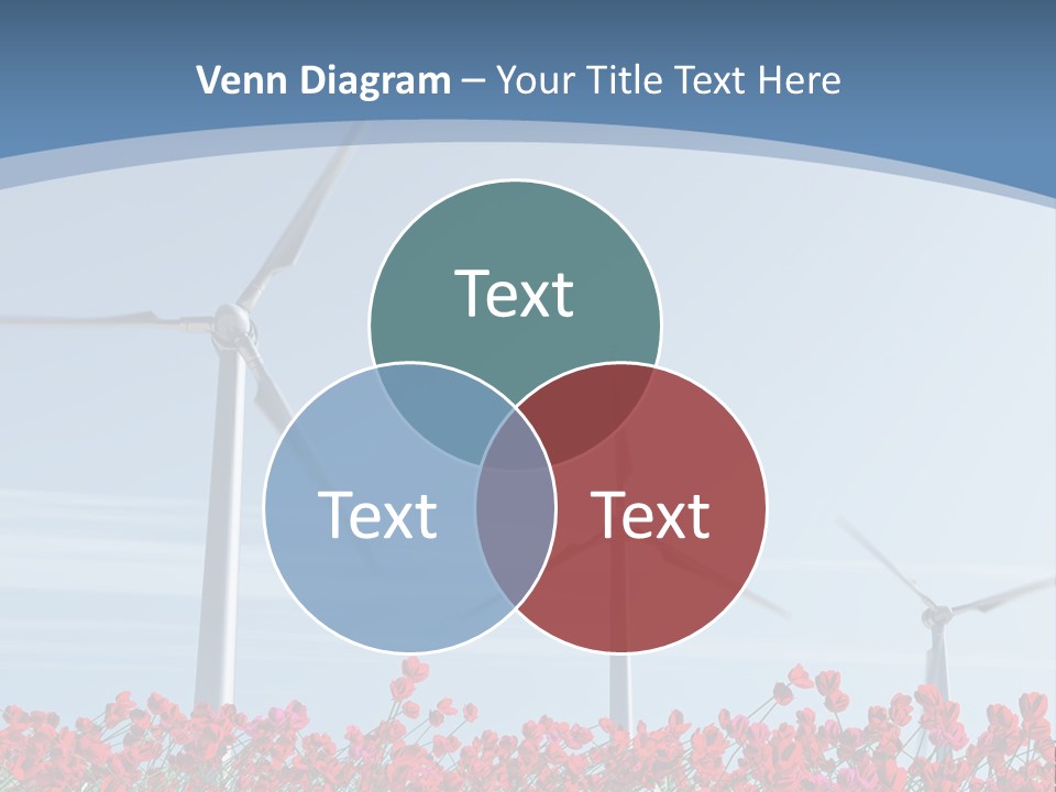 Wind Turbine On Red Poppy Field PowerPoint Template