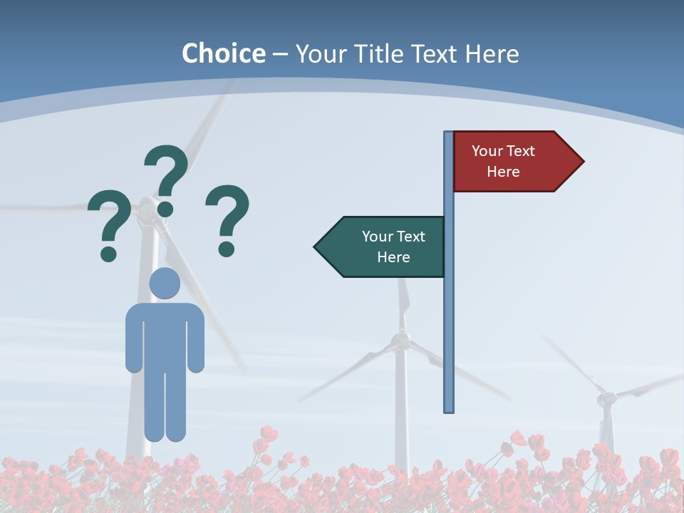 Wind Turbine On Red Poppy Field PowerPoint Template