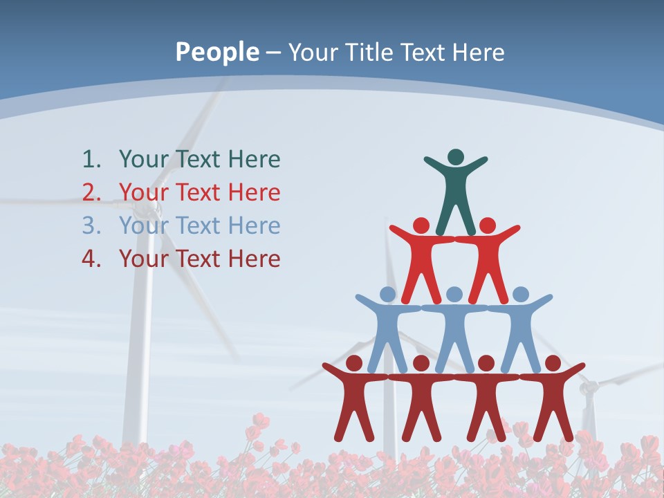 Wind Turbine On Red Poppy Field PowerPoint Template