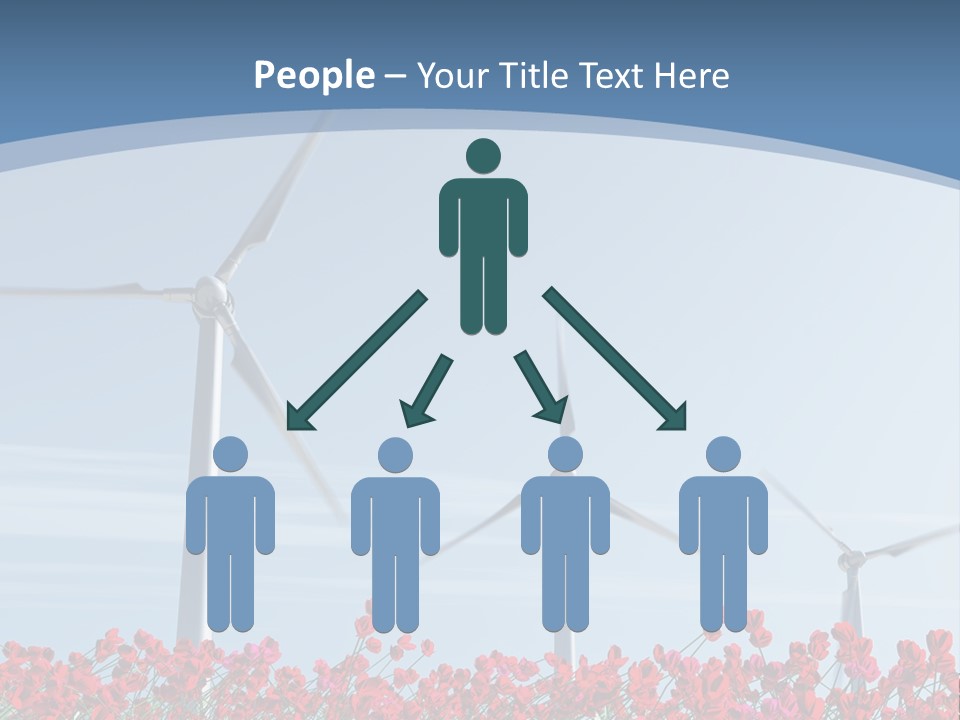 Wind Turbine On Red Poppy Field PowerPoint Template
