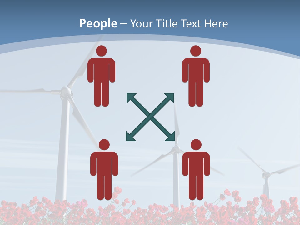 Wind Turbine On Red Poppy Field PowerPoint Template