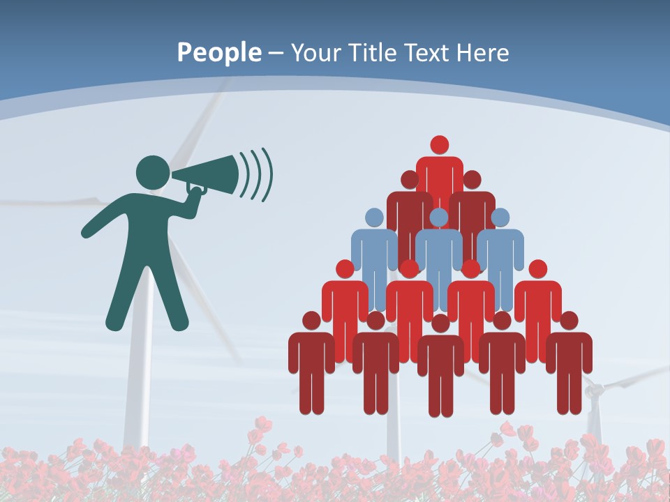 Wind Turbine On Red Poppy Field PowerPoint Template