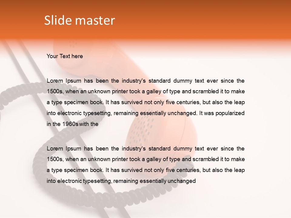 Telephone Receiver And Cord, Isolated On White Background PowerPoint Template