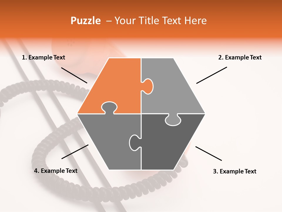 Telephone Receiver And Cord, Isolated On White Background PowerPoint Template