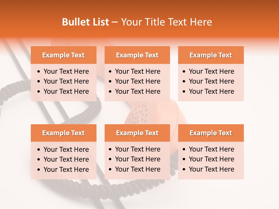 Telephone Receiver And Cord, Isolated On White Background PowerPoint Template