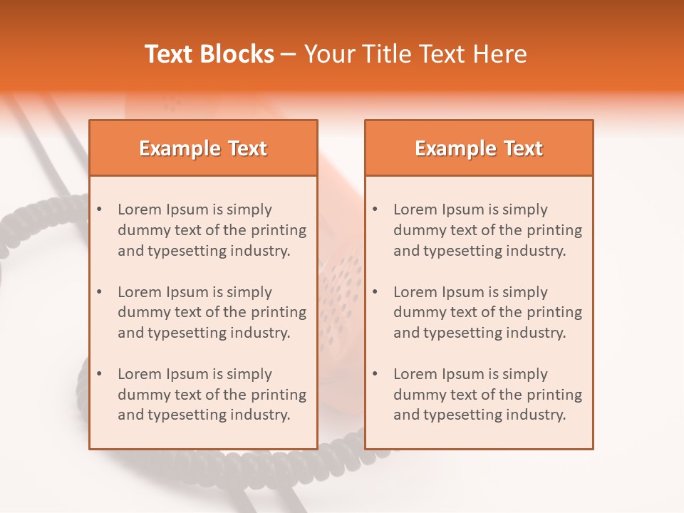 Telephone Receiver And Cord, Isolated On White Background PowerPoint Template