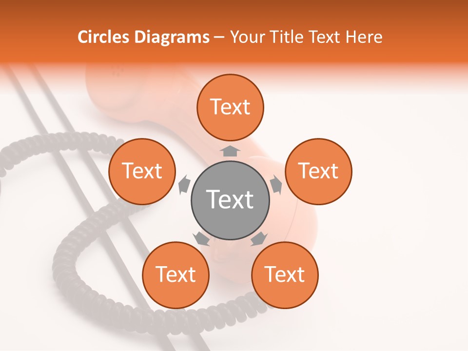 Telephone Receiver And Cord, Isolated On White Background PowerPoint Template