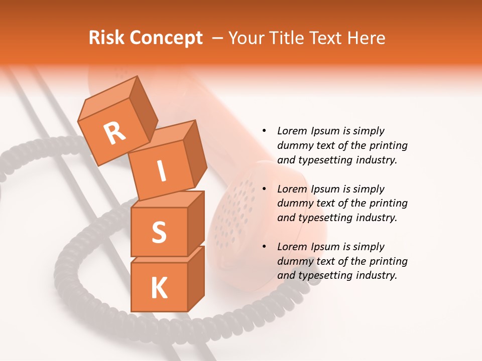 Telephone Receiver And Cord, Isolated On White Background PowerPoint Template