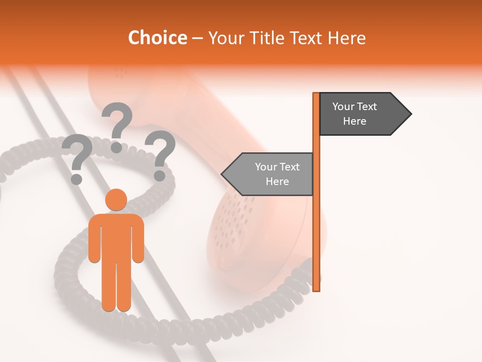 Telephone Receiver And Cord, Isolated On White Background PowerPoint Template