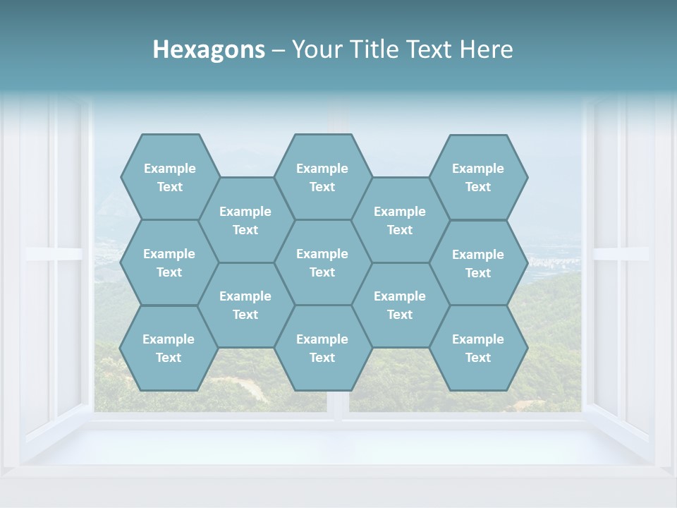 The Nature Behind A Window 3D Render With Inserted Photo PowerPoint Template