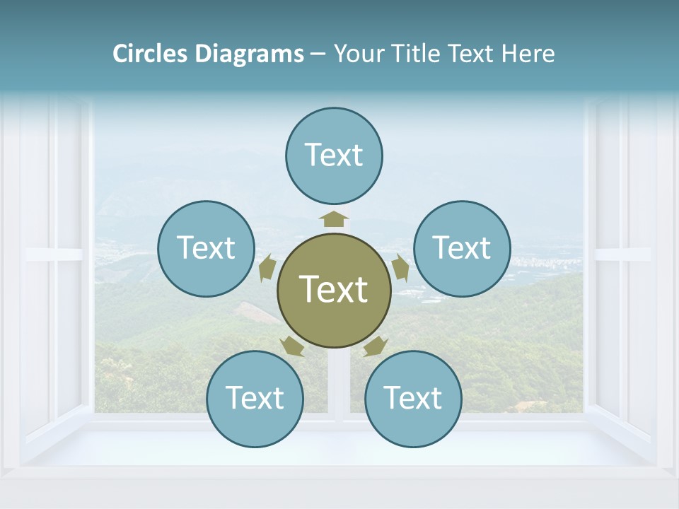 The Nature Behind A Window 3D Render With Inserted Photo PowerPoint Template