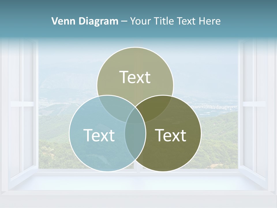 The Nature Behind A Window 3D Render With Inserted Photo PowerPoint Template