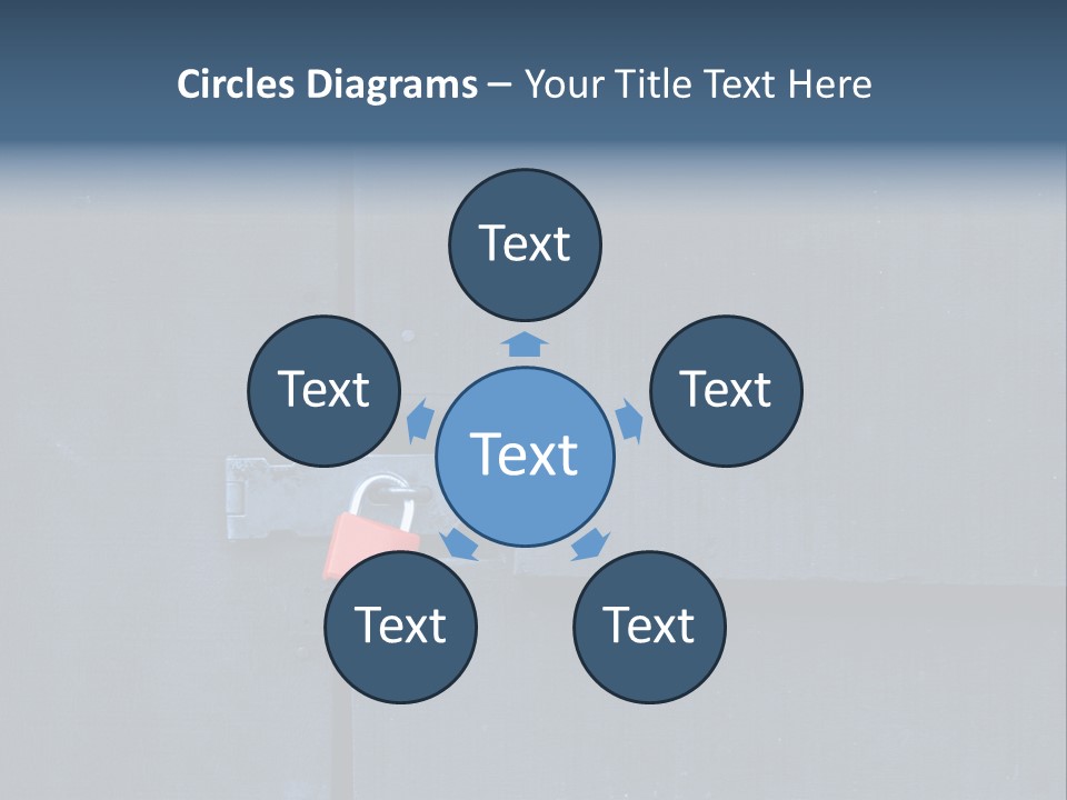 Red Lock On Black Wood Wall PowerPoint Template