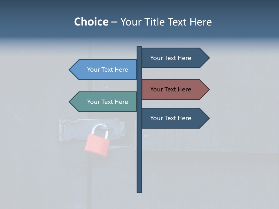 Red Lock On Black Wood Wall PowerPoint Template