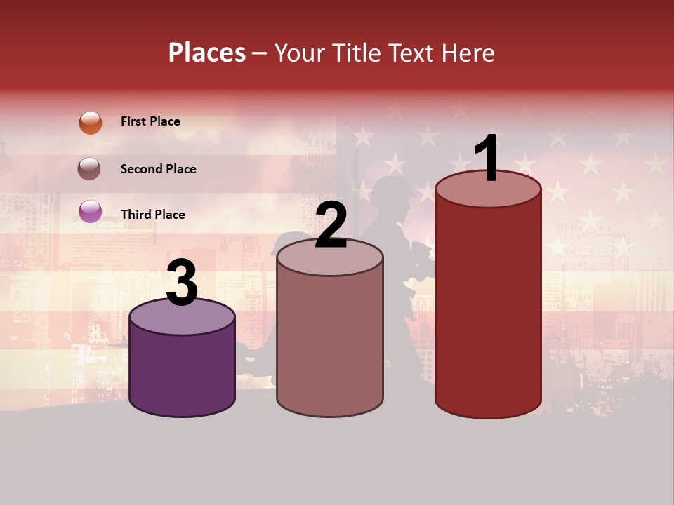 Two Soldiers With Guns In Front Of An American Flag PowerPoint Template