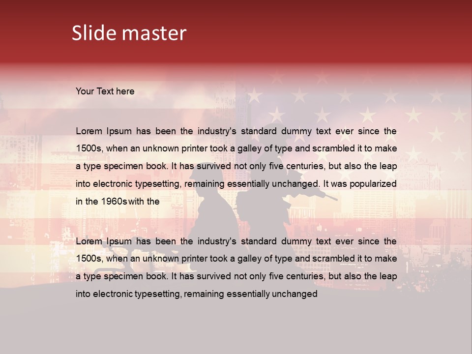 Two Soldiers With Guns In Front Of An American Flag PowerPoint Template