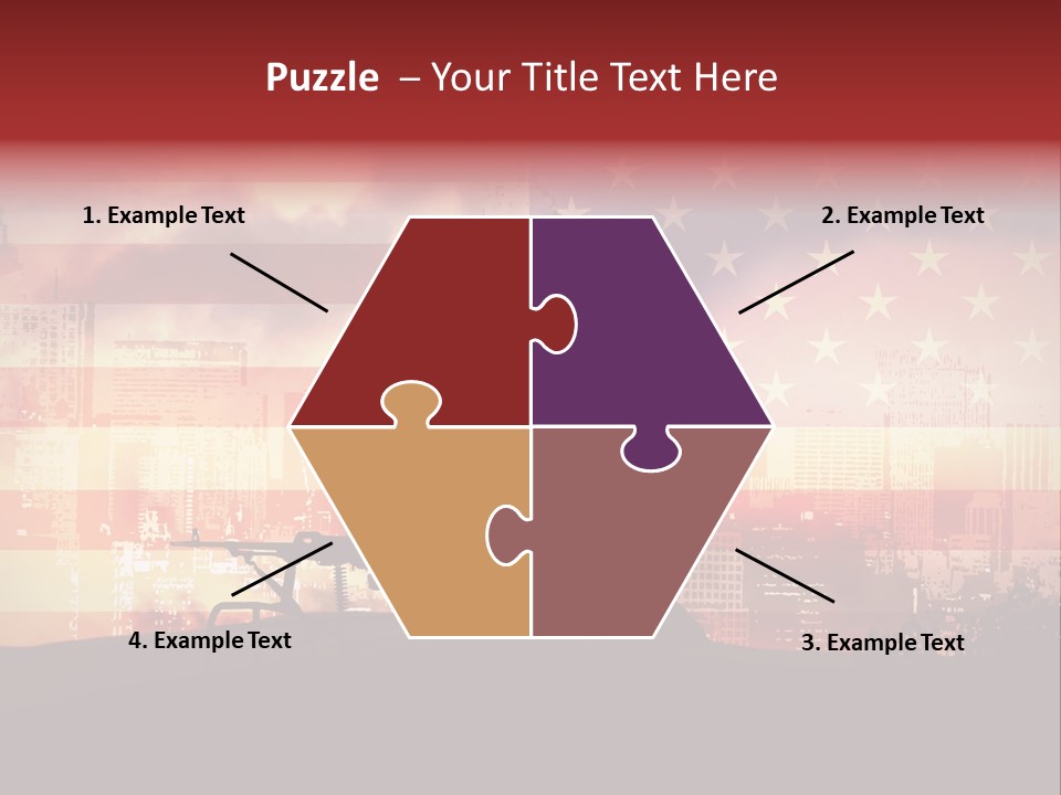 Two Soldiers With Guns In Front Of An American Flag PowerPoint Template