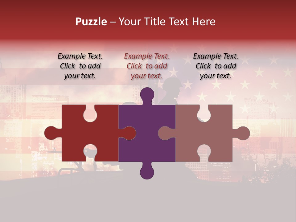 Two Soldiers With Guns In Front Of An American Flag PowerPoint Template