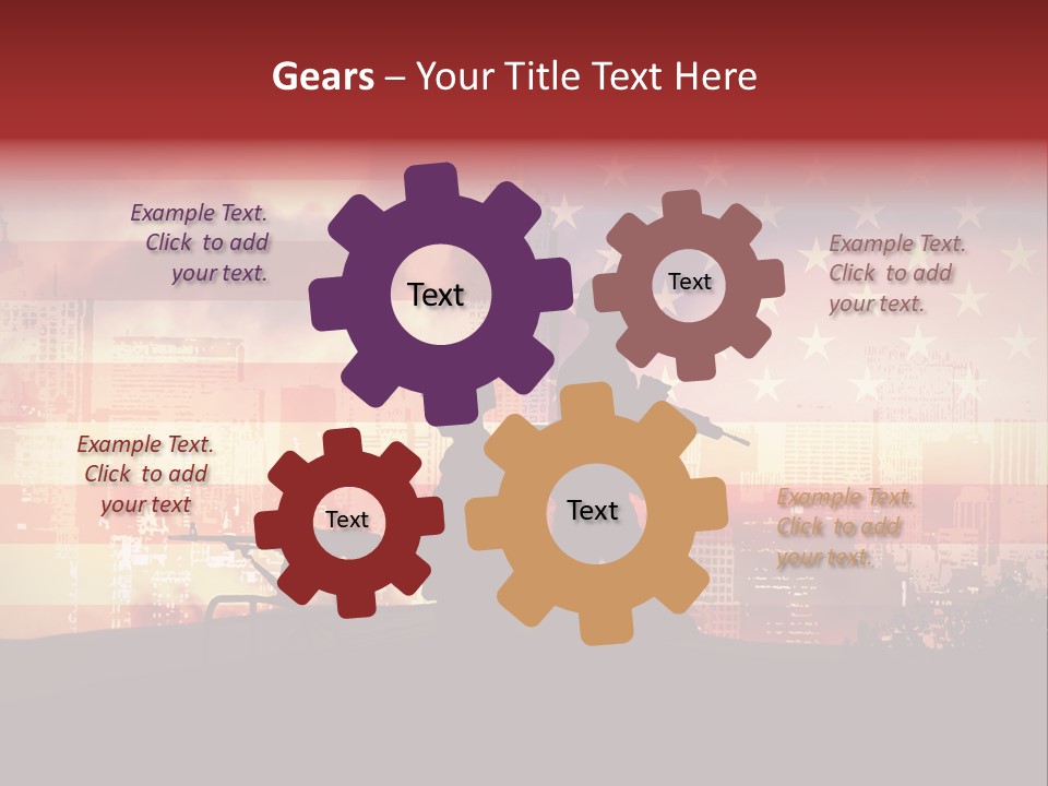 Two Soldiers With Guns In Front Of An American Flag PowerPoint Template