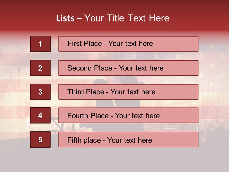 Two Soldiers With Guns In Front Of An American Flag PowerPoint Template