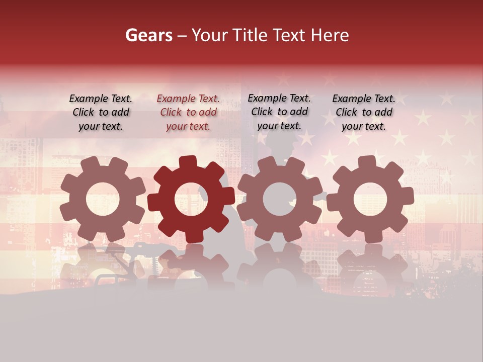 Two Soldiers With Guns In Front Of An American Flag PowerPoint Template