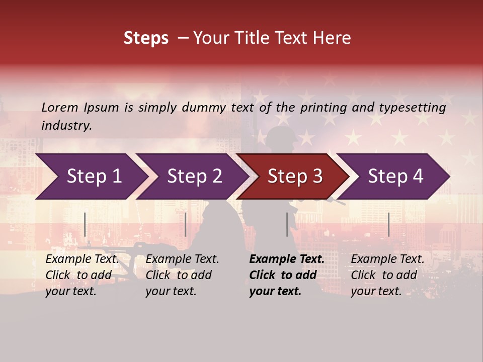 Two Soldiers With Guns In Front Of An American Flag PowerPoint Template