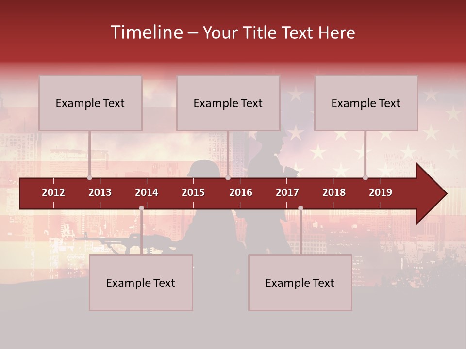 Two Soldiers With Guns In Front Of An American Flag PowerPoint Template