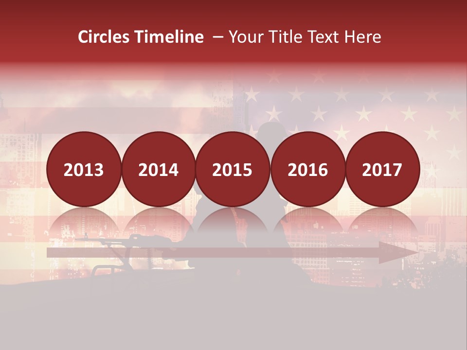 Two Soldiers With Guns In Front Of An American Flag PowerPoint Template