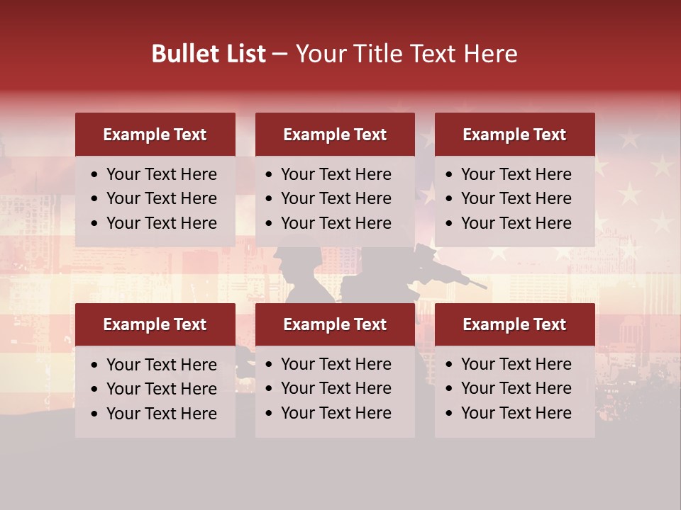 Two Soldiers With Guns In Front Of An American Flag PowerPoint Template